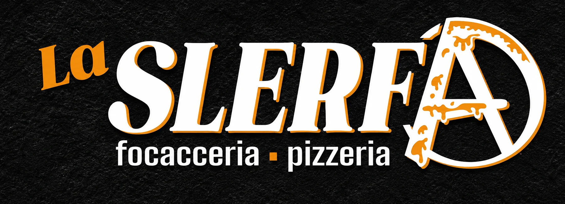 Schild der Focacceria und Pizzeria La Slerfa